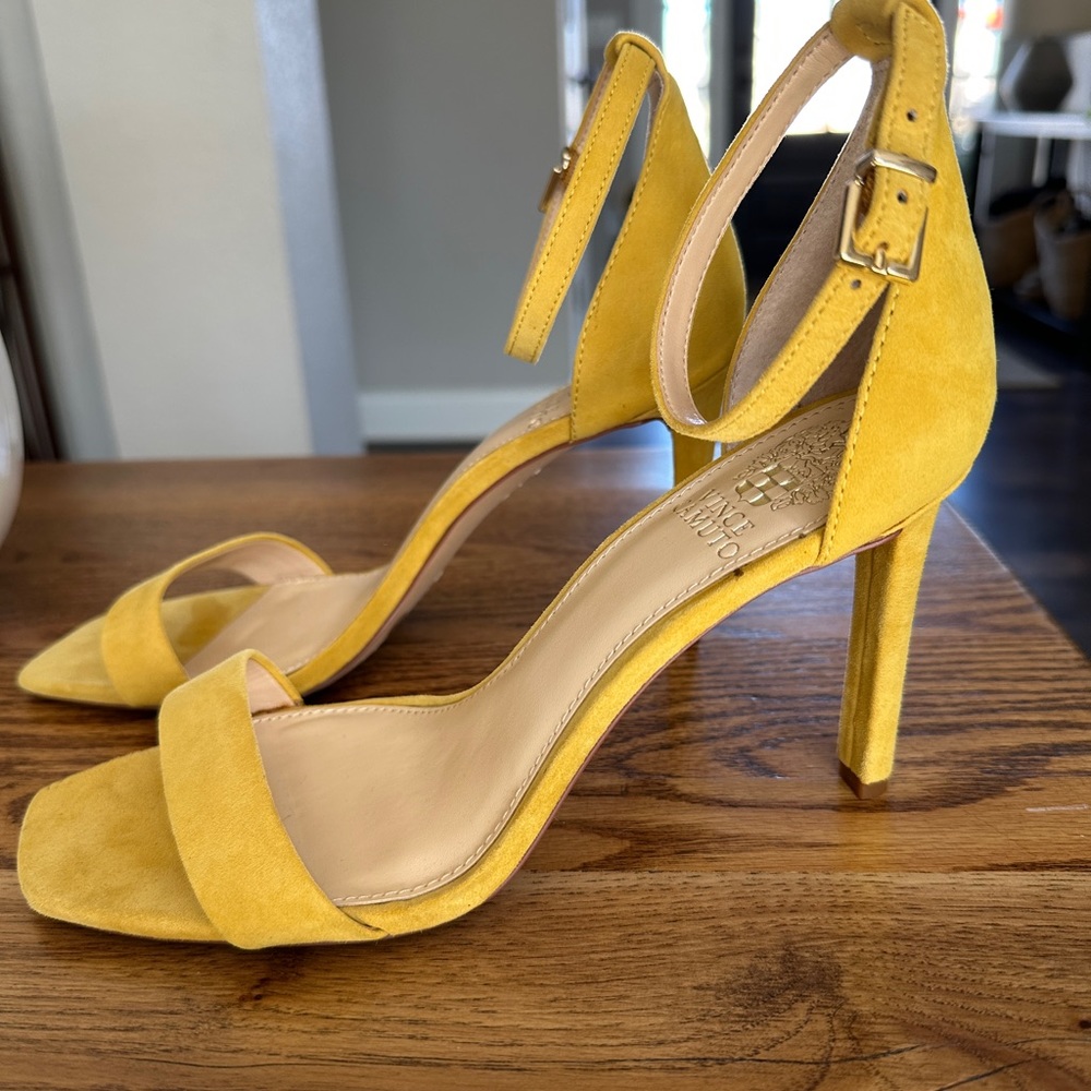 Vince Camuto suede ankle strap heels in Yellow Sz 8.5